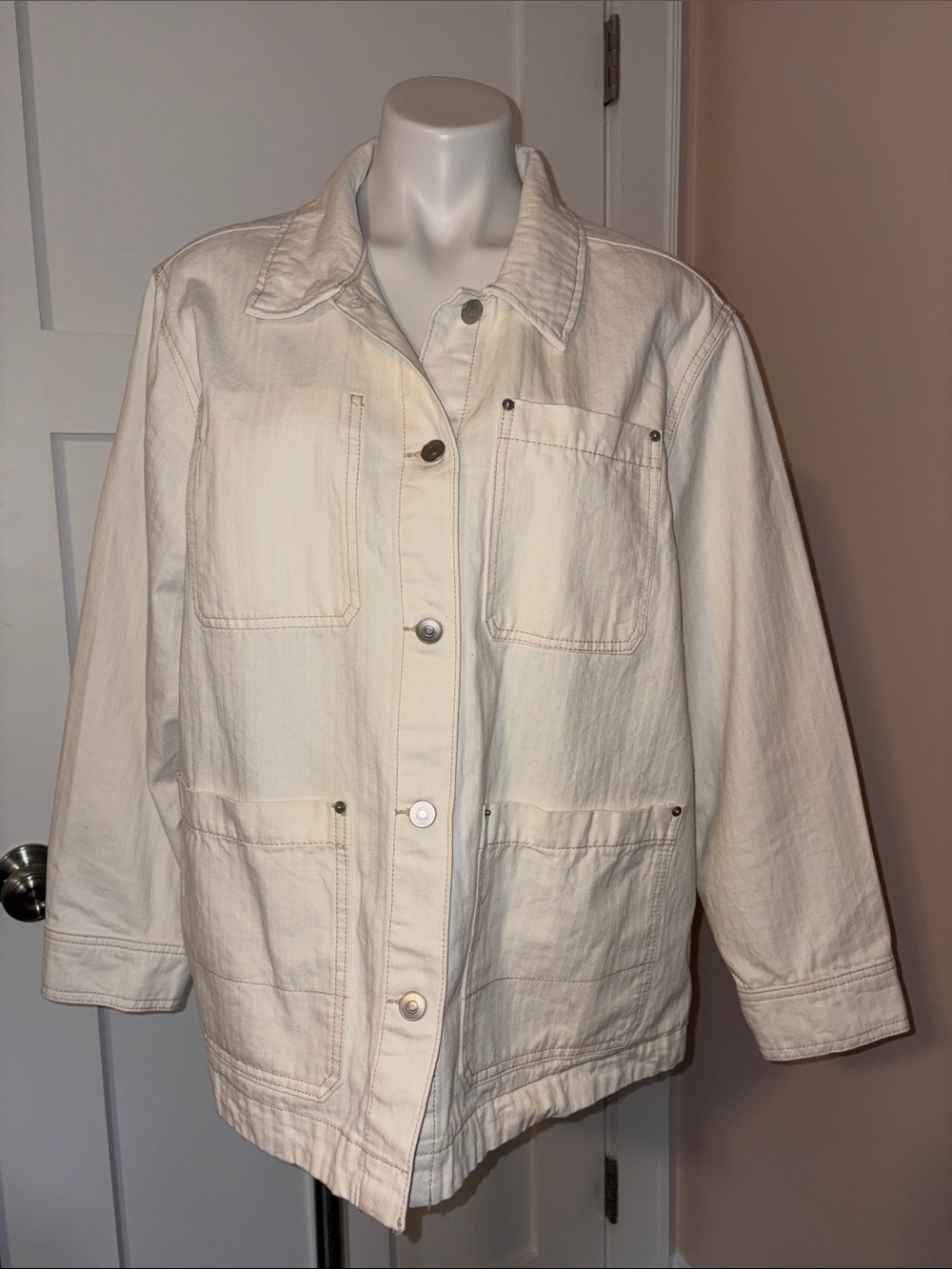Time and Tru Cotton Utility Jean Jacket - Women's Button-Front